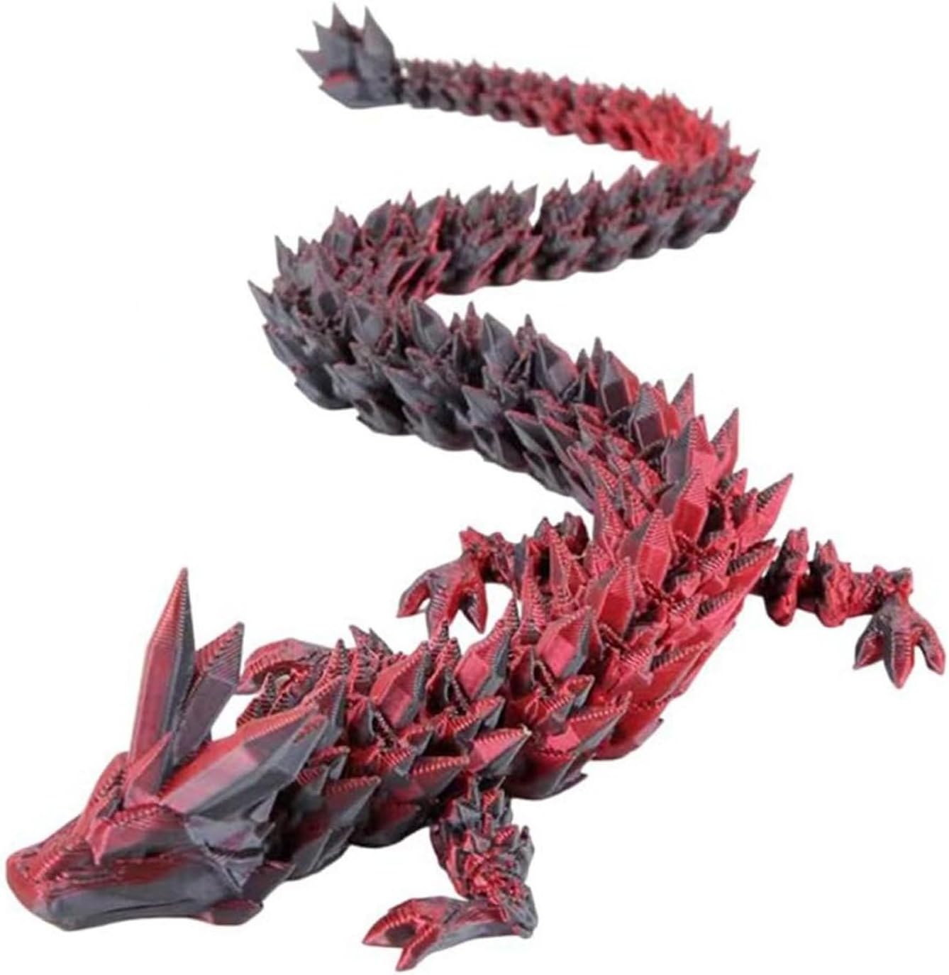 12inch 3D Printed Dragon Egg,Mystery Crystal Dragon Fidget Toys,Articulated Dragon,Home Desk Decor Easter Surprise Dinosaur Eggs,Adults Fidget Toys for Autism/ADHD (Black Red)