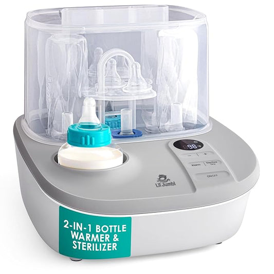 Lil' Jumbl Baby Bottle Sterilizer and Dryer Premium, Removes 99,9% of Bacteria, Chemicals Free, Capacity 6 Bottles, Teats, Accessories, Modular Space Saving Design