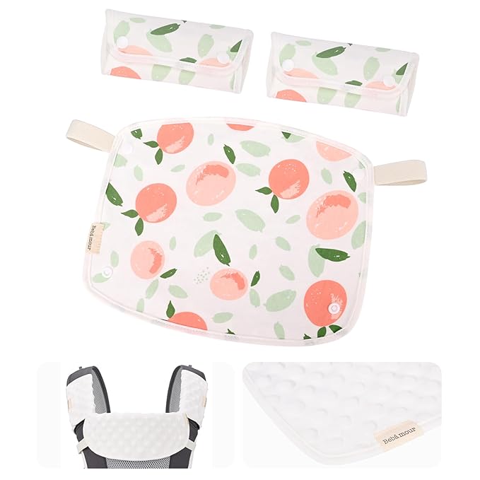 Bebamour Drool and Teething Reversible Cotton Pad For All Carry Positions Baby Carrier White Drool Bib For Boys & Girls(Peach)