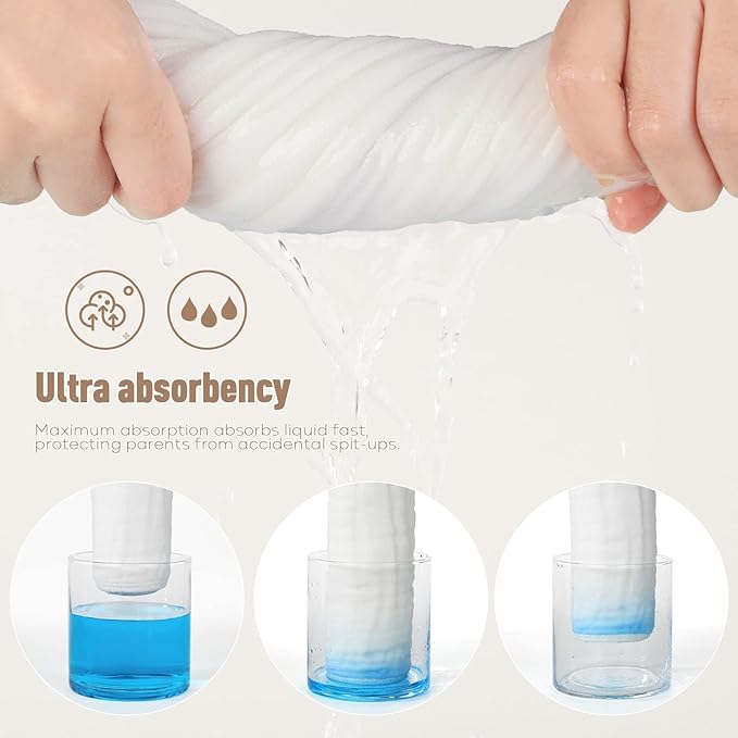 Yoofoss Muslin Burp Cloths for Baby 10 Pack 100% Organic Cotton Baby Washcloths for Boys Girls Large 20''X10'' Super Soft and Absorbent White