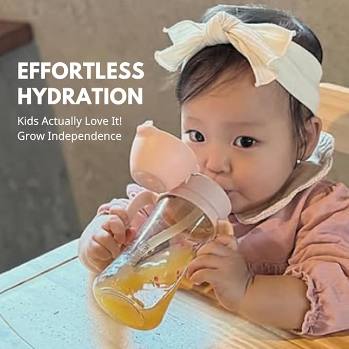 GROSMIMI Flip Top Spill Proof Sippy Cup, PPSU, BPA Free, 10 oz, Stage 2 Straw for Toddlers (Cherry)