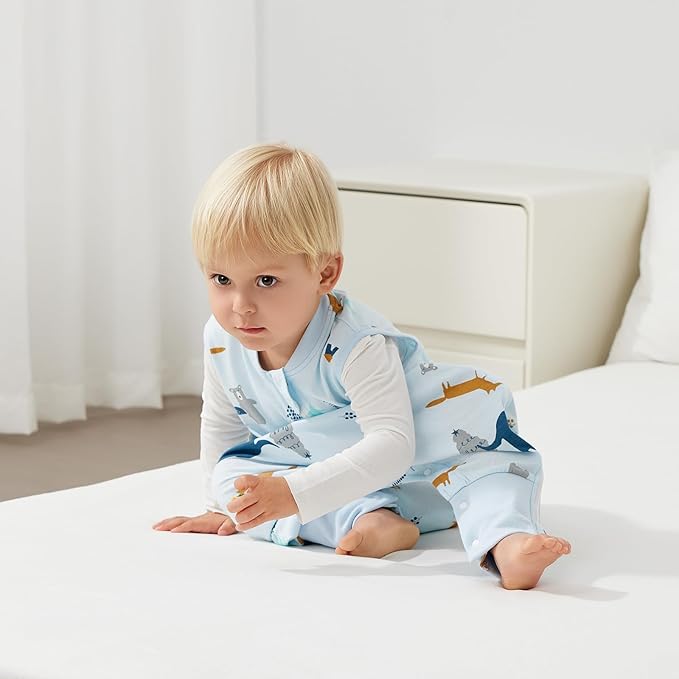 Duomiaomiao 0.5 TOG Toddler Sleep Sack 36-48 Months 100% Cotton Lightweight Baby Sleep Sack with Feet, Breathable Comfy Toddler Wearable Blanket