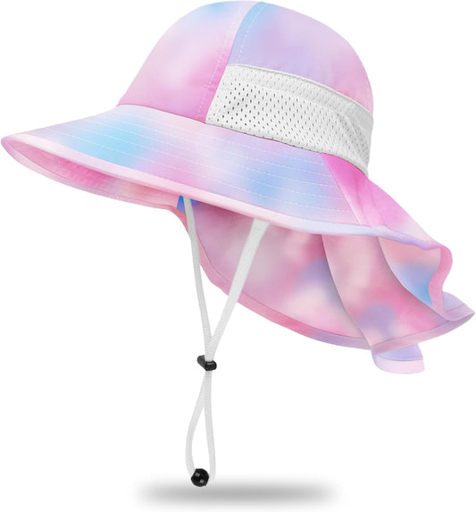 Toddler Baby Sun Hat Kids Summer UPF 50+ for Boys Girls Adjustable Beach Hats with Bucket Wide Brim Age 1-7 Years