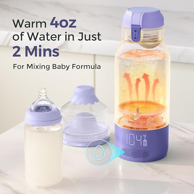 Momcozy Portable Milk Warmer for Travel – Dual Heating Modes for Breast Milk & Water, Portable Bottle Warmer with Fast Heating & Long Battery Life, 17 Ounces Large Capacity to Meet Your All-Day Needs