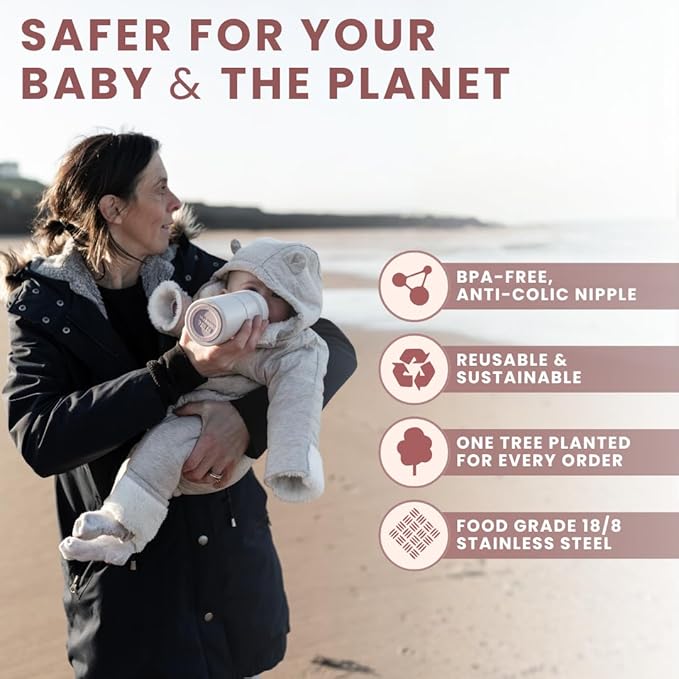 MILK & WATER All in One Baby Bottle & Baby Formula Dispenser On The Go, 9oz - Keeps Water Warm & Formula Fresh - Baby Formula Mixing Bottle with Anti Colic Nipple - Leak-Proof - 6+ Months (Pink)