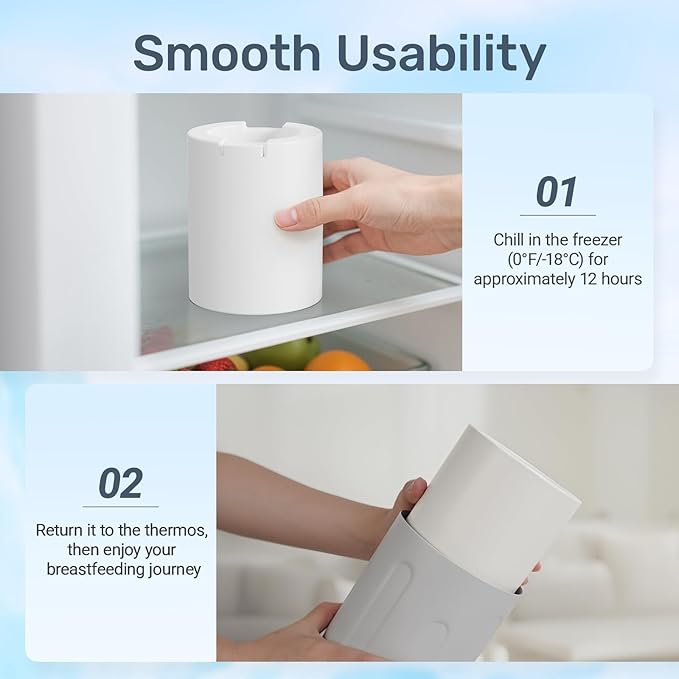 Cooling Gel Tube for Breast Milk – 24 Hour Cold Retention, Compatible with Ceres Chill Breastmilk Cooler & Storage Bottle, 2 PCS