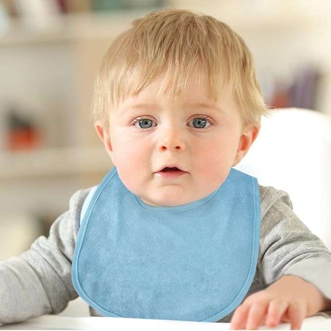 Vicloon Baby Bibs, 8Pcs Terry Bib Set, Baby Bibs for Girls & Boys, Terry Drool Cotton Bibs Waterproof Protection, Soft Absorbent Set for Teething and Drooling, Adjustable Hook-&-Loop Closure(color)