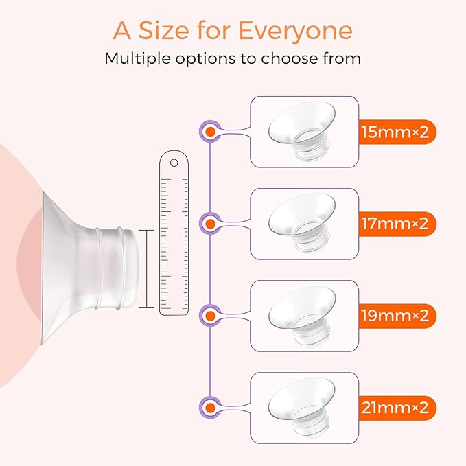 Flange Inserts 21mm 6PCS - Compatible with Momcozy M5/M6/S12 Pro/S9 Pro/V1/V2,Spectra,Medela,Elvie,Lansinoh 24mm Flange - Breast Pump Replacement Pump Parts - BPA Free Silicone,6 Pack