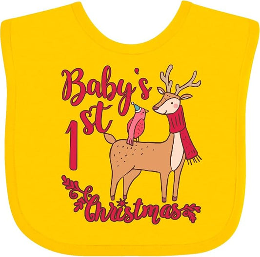 inktastic Baby's First Christmas Baby Bib