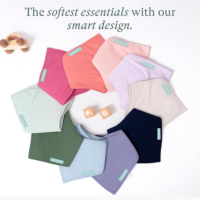 PurComfy SuperSoft Baby Bibs, Premium Bamboo Bandana Drool Bibs for Infant Boys & Girls, Adjustable Snap Bibs, 6-Pack