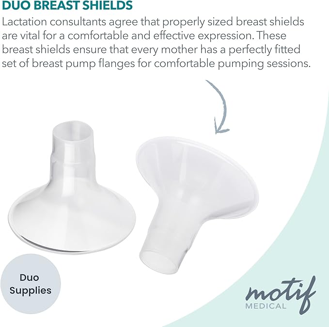 Motif Medical Duo Breast Pump Flange – Comfortable Breast Pump Flanges for Better Milk Flow & Pumping Ease - Ideal Breast Pump Flange Insert for Breastfeeding Moms (2 Shields, 24mm)