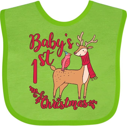 inktastic Baby's First Christmas Baby Bib