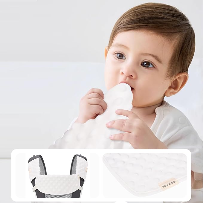 Bebamour Drool and Teething Reversible Cotton Pad For All Carry Positions Baby Carrier White Drool Bib For Boys & Girls(Persimmon)