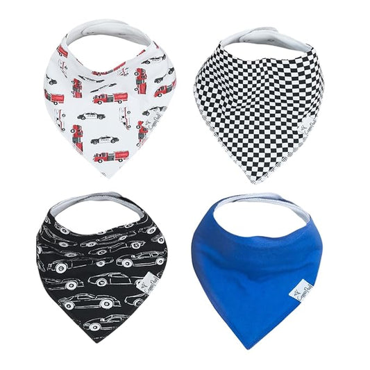 Copper Pearl 4 Pack Soft Cotton Baby Bibs for Drooling and Teething, Absorbent Drool Bibs for Baby Girl and Boy, Adjustable to Fit Newborns to Toddlers, Tons of Styles (Nash)