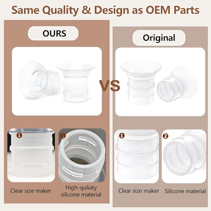 4pcs Flange Insert 19mm Compatible with eufy S1 Pro/S1/E10/E20 Wearable Breast Pump, Replace for eufy Breast Pump Sizing Insert, Fit for eufy Pump Replacement Parts