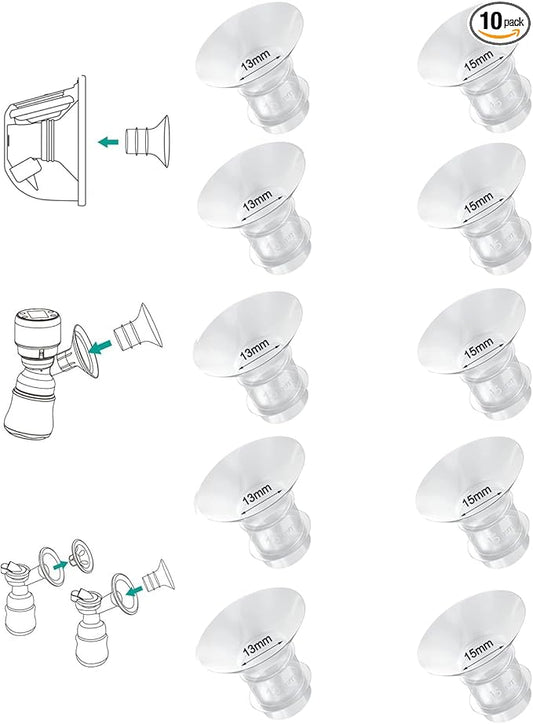 Flange Inserts 10PCS 13/15mm*5,24mm Breast Pump Shields/Flanges Compatible with Momcozy S9/S9pro/S10/S12/S12pro/Spectra/Medela/TSRETE, Reduce 24mm Tunnel Down to Correct Size