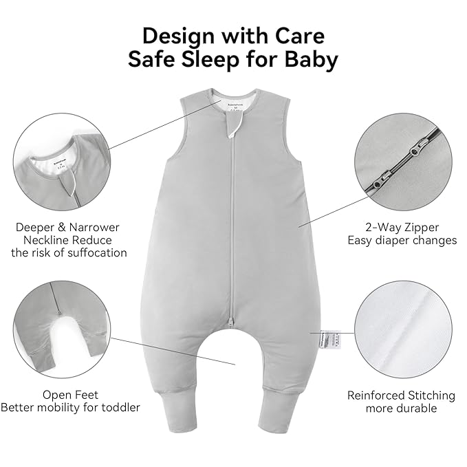 BubblePanda Rayon Made from Bamboo Toddler Sleep Sack with Feet 12-24 Months 0.5 Tog Ultra Soft Toddler Sleeping Sack 1t-2t Baby Sleep Bag Walker Wearable Blanket with Legs 2-Way Zipper Lightweight
