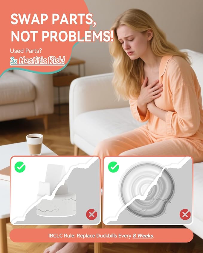 Breast Pump Parts Compatible with Spectra S1,S2,S9 Plus, Replacement Kit for Spectra Pump Parts 2PC Include 26 mm Flange, Duckbill Valve, Tube,Bottle, Backflow Protector, Not Original Accessories