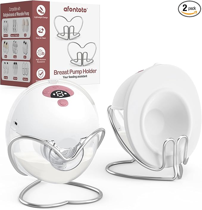 Breast Pumps Holder Compatible with Momcozy/eufy/Paruu/Nuliie/Elvie/NCVI/Medela/Most Brand Wearable Breast Pump, 2pcs Stainless Steel Portable Replacement Pump Parts, Electric Breastpump Accessories