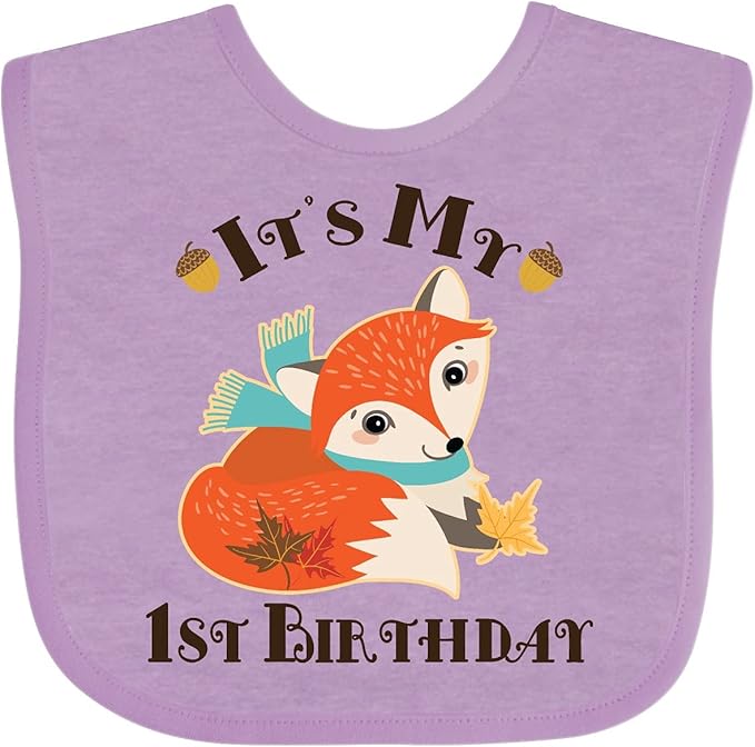 inktastic 1st Birthday Woodland Fox Baby Bib
