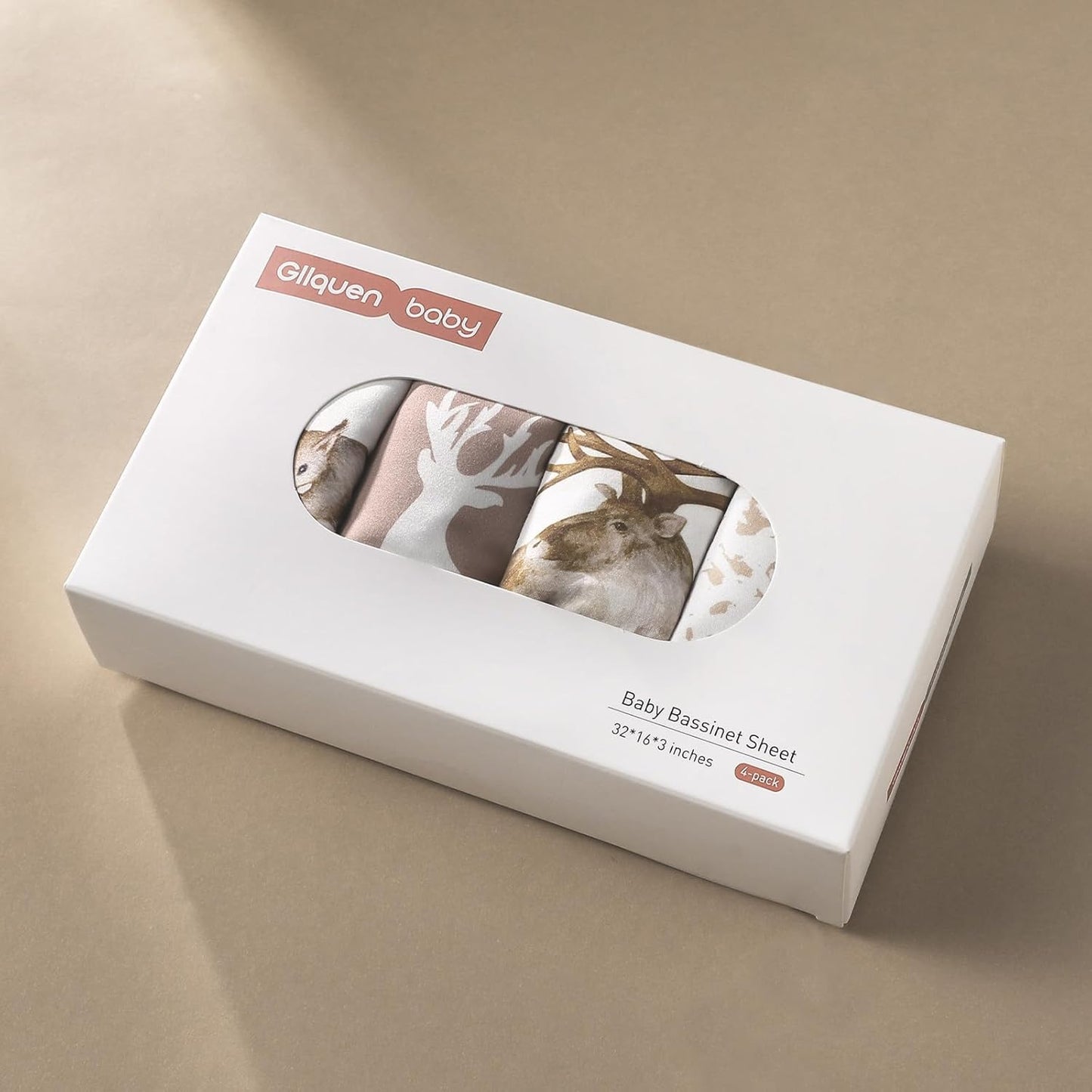 Gllquen Baby Bassinet Sheets 4 Pack, Breathable Cozy Fitted Mattress Sheet, Elastic Travel Crib Fashionable Floral Pattern, Standard Cradle Safe Sheets for Baby Boys Girls 32"x16" (Christmas elk)