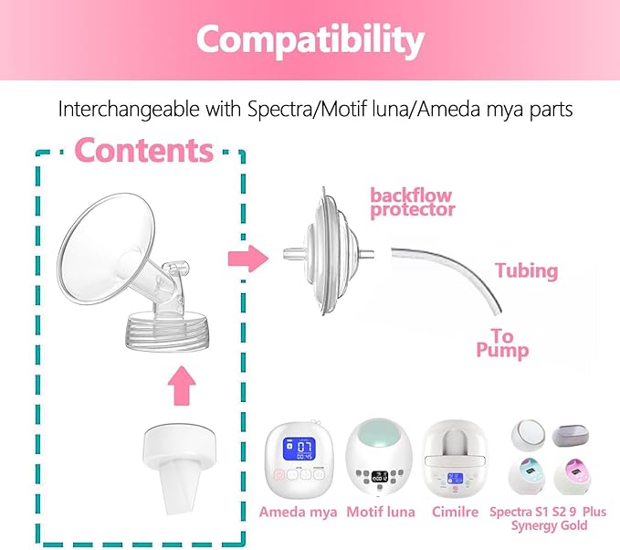 18mm Flanges Compatible with Spectra S2 S1 9 Plus Ameda MYA Motif Luna Breastpumps Replacement to Pump Parts Flange. Compatible with Spectra Parts/Accessories
