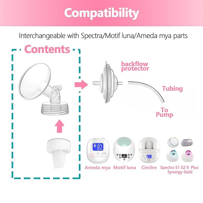 14mm Flange Compatible with Spectra S2 Spectra S1 9 Plus Ameda MYA Motif Luna Breastpumps Replacement to Spectra Pump Parts and Spectra Flanges. Compatible with Spectra Parts/Accessories