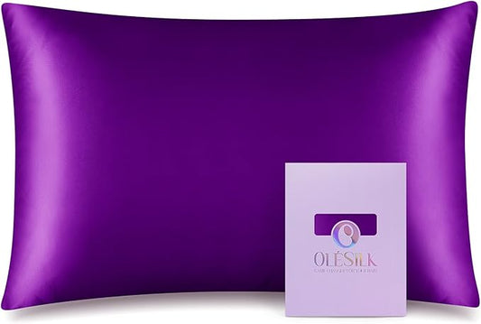 OLESILK 100% Mulberry Silk Toddler Pillowcase for Hair and Skin, Both Sides 19 Momme Pure Natural Silk Travel Pillow Cases with Hidden Zipper, 13"x 18", Violet