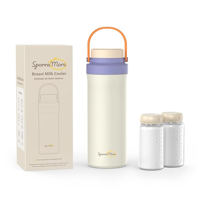 Breastmilk Cooler, Portable Breast Milk Cooler Bottle for Outdoor, 22oz Large Capacity Travel Breastmilk Chiller with 2 Pack Baby Bottles for Breastmilk Storage, Keep Cooling 24H (Purple)