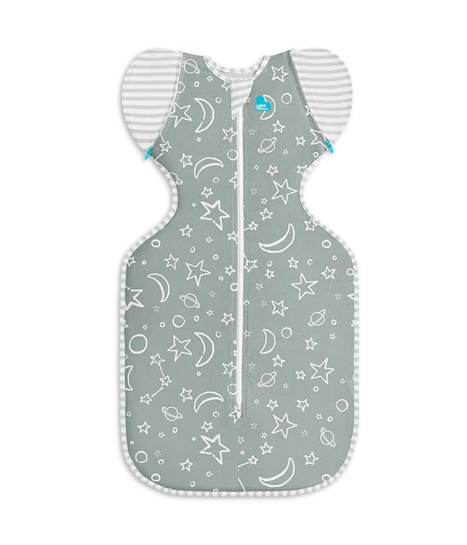 Love to Dream Swaddle Up Transition Bag Viscose Bamboo, Large (8.5-11kg), Ideal for Moderate Room Temperatures (20-24°C), 1.0 TOG, Olive Stars & Moon