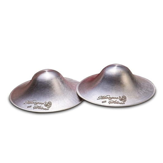 Moogco The Original Silver Nursing Cups - Nipple Shields for Nursing Newborn - Breastfeeding Essentials - Newborn Essentials Must Haves - Nipple Covers Breastfeeding - 925 Silver (X-Large)