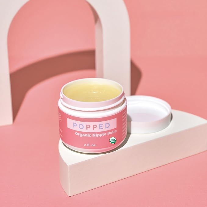 Popped Organic Nipple Butter (2 oz) | Made in the USA | Moisturizing Nipple Cream for Sore, Dry, and Cracked Nipples | Postpartum Essential Balm for Breastfeeding, Nursing