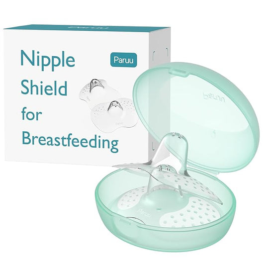Paruu Contact Nipple Shields, Butterfly Breastfeeding Nipple Shields for Protecting Flat or Inverted Nipples, 100% Food-Grade Silicone, Made Without BPA/BPS, Include Carry Case (17mm)