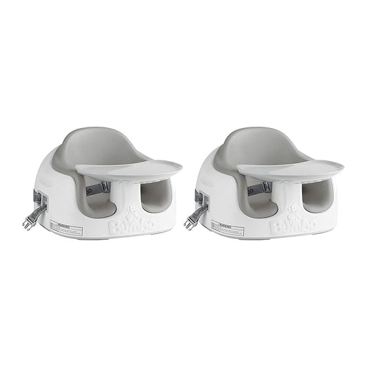 Bumbo 2 Pack 3-in-1 Multi-Seat for 6 to 36 Months, Travel Baby Feeding and Play Floor Seat, All-in-One Portable Booster with Tray & Toddler High Chair, Cool Grey