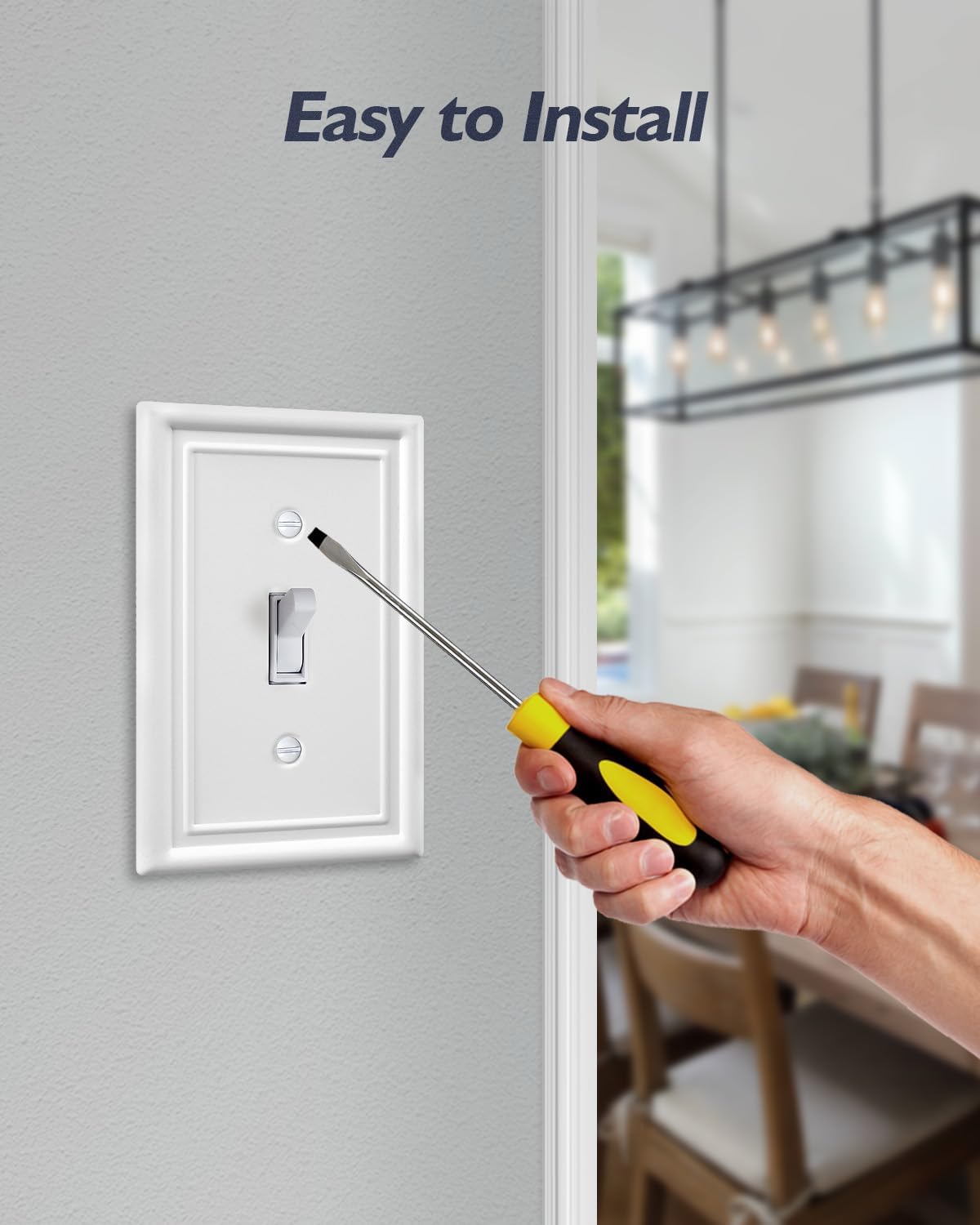 2-Pack Single Toggle Light Switch Cover Plate, Metal Switch Plate Covers, Off White Finish, 3.15''W*4.88''H, Midsize