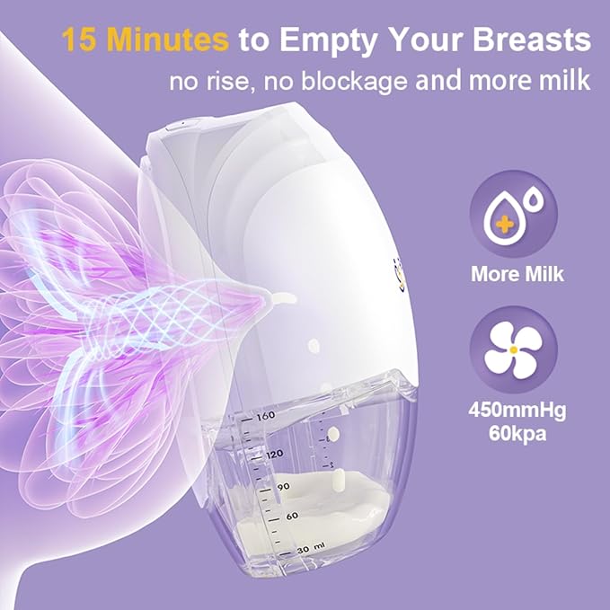 ROMO-GLE/21 Breast Pump Hands Free, Wearable Breastfeeding Pump, Electric Breast Pumps with 3 Modes & 8 Suction Levels, Smart Display, Leak-Proof Design & 3 Flange Inserts(17mm, 19mm, 21mm), 1 Pcs