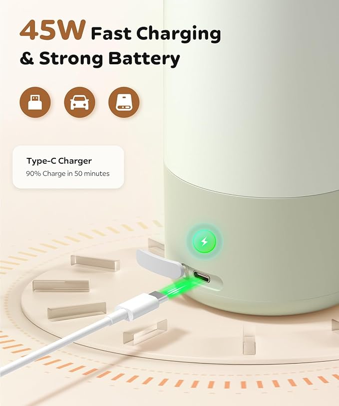 Portable Bottle Warmer 17oz Bottle Warmer for Breast Milk Formula & Water, Fast Heating, Long Battery Life & Large Capacity, Suitable for Baby Outdoor Travel Green