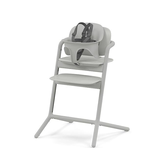 Cybex LEMO High Chair 3-in-1 Set with Baby Set + Snack Tray - Modern Design, One-Hand Depth & Height Adjustment & Anti-Tip Wheels - from 6 Months, Convertible to Adult Chair, Suede Grey