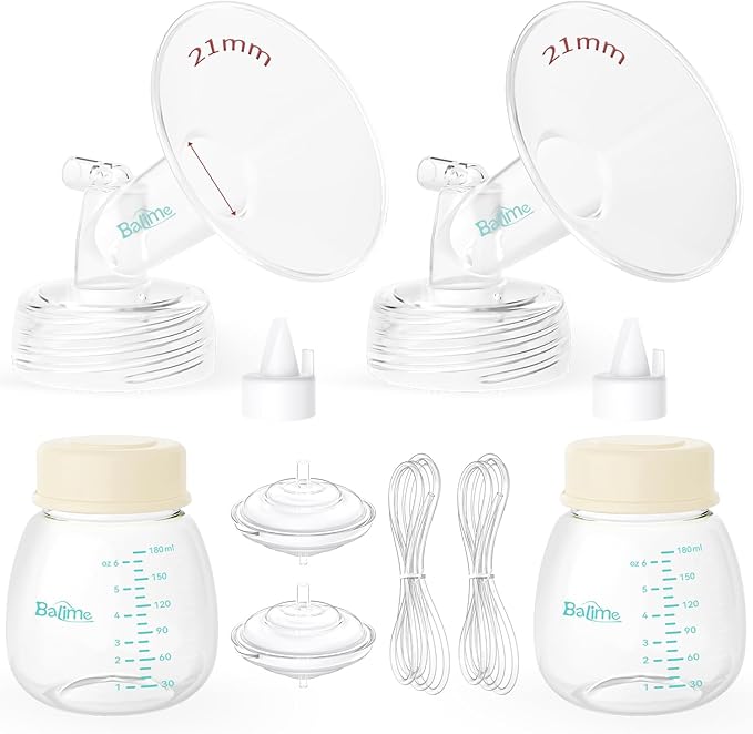 Breast Pump Parts Compatible with Spectra S1/S2/9 Plus, Not Original Accessories, Full Set Replacements Include 21mm Flanges, Valves, Backflow Protectors (Duckbills Included), Tubings and Bottles