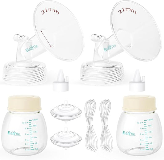 Breast Pump Parts Compatible with Spectra S1/S2/9 Plus, Not Original Accessories, Full Set Replacements Include 21mm Flanges, Valves, Backflow Protectors (Duckbills Included), Tubings and Bottles