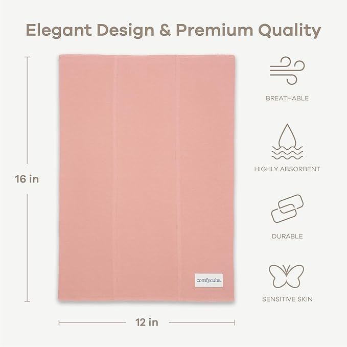 Comfy Cubs Baby Burp Cloths Set (Pack of 10) - Large, 6-Layer, Ultra Absorbent 100% Cotton for Infant Spit-Up, Drool, and Messes - Soft, Gentle, Thoughtful New Born Baby Gifts, Bold Blush