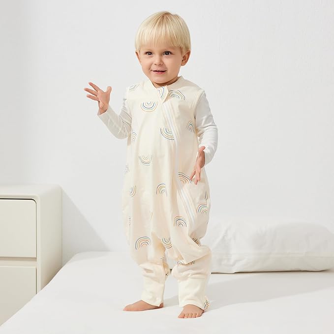Duomiaomiao 2 Pack 0.5 TOG Toddler Sleep Sack 36-48 Months 100% Cotton Lightweight Baby Sleep Sack with Feet, Breathable Comfy Toddler Wearable Blanket