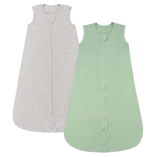 Rayon Made from Bamboo Sleep Sacks 0.5 TOG summer Wearable Blanket Baby 6-12 Months, Green & Grey