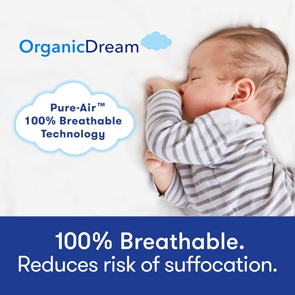Organic Dream Pack and Play Mattress I [Dual-Sided] I Firm Infant Side + Memory Foam Toddler Side I Plush 100% Organic Cover I Fits Most Pack N Play Playpens and Playards