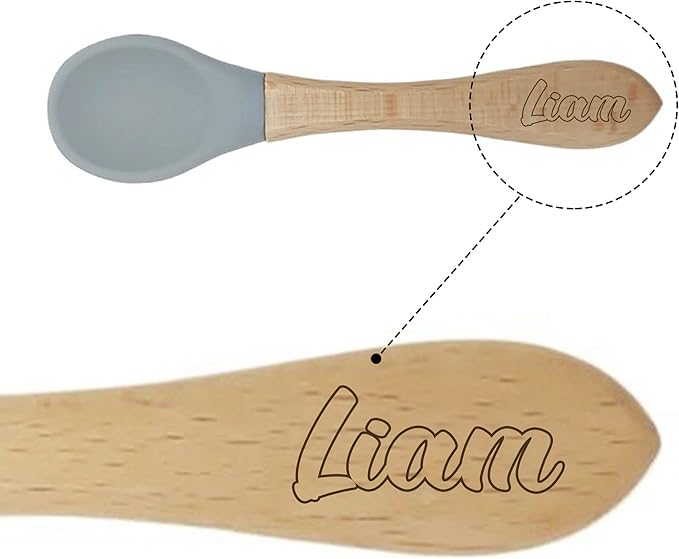 Personalized Silicone Bib and Spoon Set with Custom Name, Babies/Toddlers Durable Adjustable with Pocket for Baby Boy & Girl