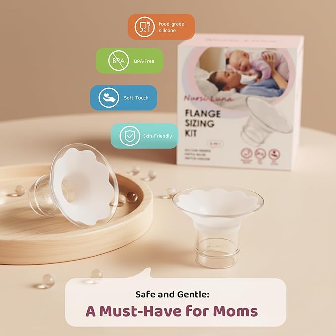 Flange Inserts 10PCS 13/15/17/19/21mm for 24mm Flanges/Shield of Most Pumps, Flange Sizing Kit Silicone Flanges Insert, Breastfeeding Essentials Kit for New Moms