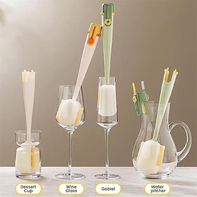 5 in 1 Bottle Cleaning Brush Set, 5‑in‑1 Multifunctional Bottle Cleaning Brush Set, Straw Cleaner Brush for Baby Bottles, Multifunctional Detachable Water Bottle Brush (2PCS White)