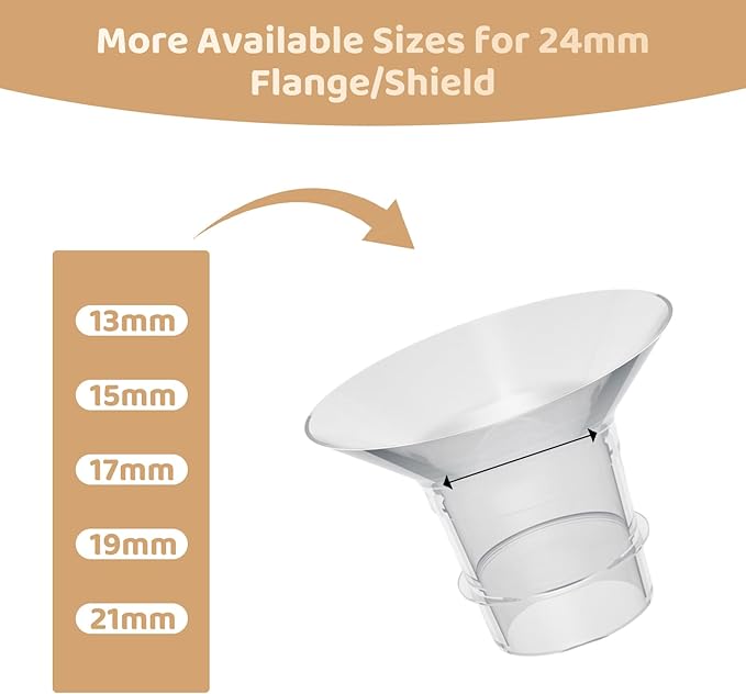 Flange Inserts 21mm Compatible with Medela/Spectra/TSRETE/Elvie/Momcozy/Bellababy Breast Pump 24mm Shields/Flanges, Reduce 24mm Nipple Tunnel Down to 21 mm, 4PCS