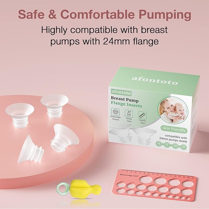 Flange Sizing Kit 15/17/19/21mm for 24mm Flange/Shield of Pumps, Flange Inserts Compatible with Momcozy M5/M6/S12 Pro/S9 Pro/V1 Pro, Spectra/Medela/eufy/TSRETE Breast Pump Replacement Accessories