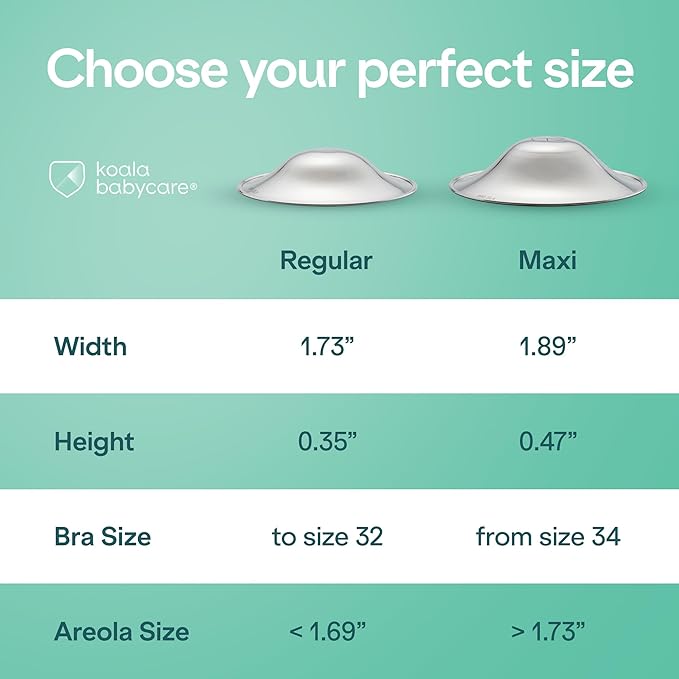 Koala Babycare The Original Nursing Cups 100% Silver – Nipple Shields for Nursing Newborn - Breastfeeding Essentials Protect and Soothe Cracked Nipples - Standard Size